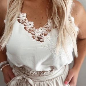 🌸SALE🌸Satin Lace Tank {WHITE}